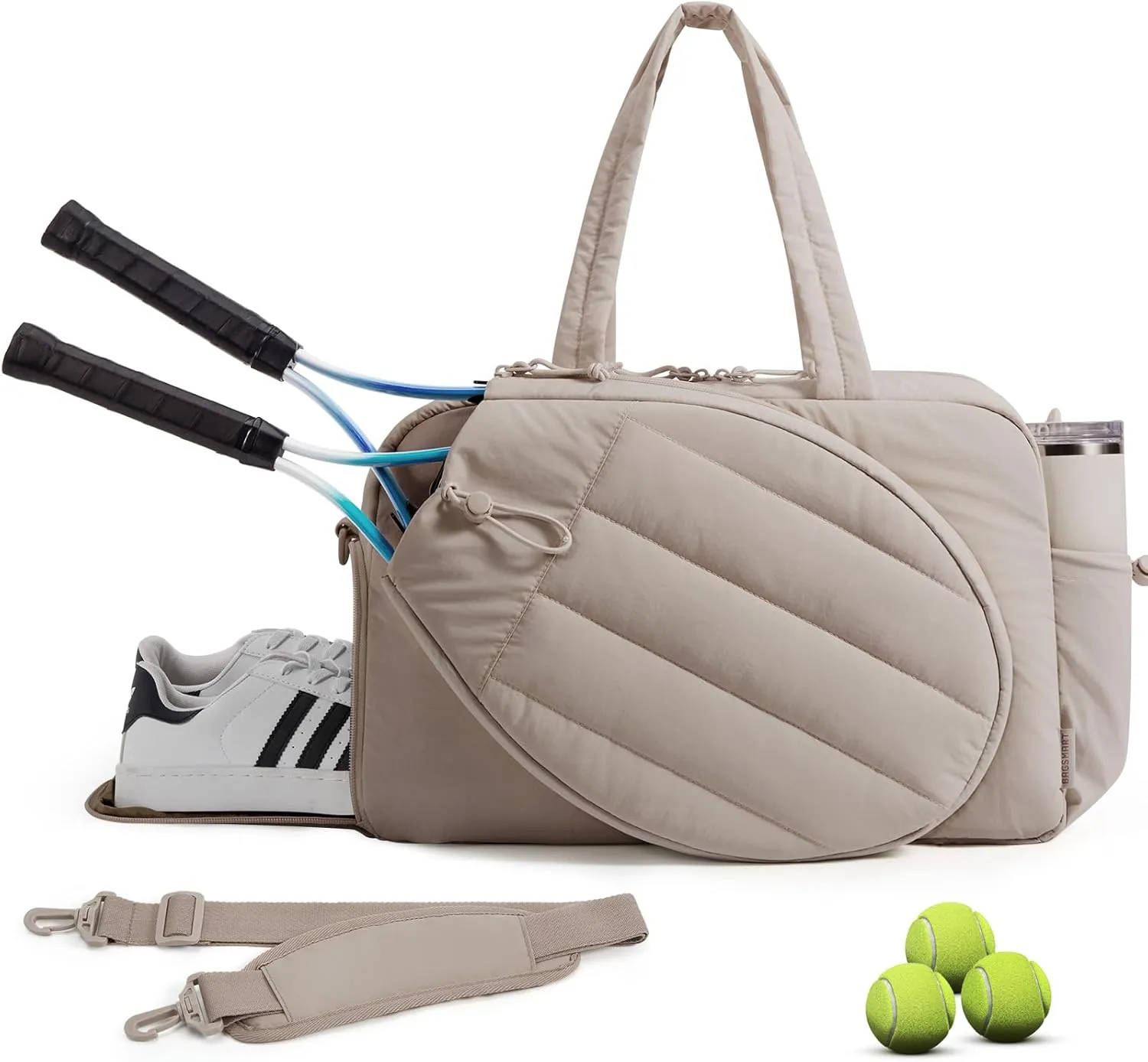 BAGSMART Gym Bag for Women, Tennis Bag Holds 2 Rackets with Shoe Compartment & Wet Pocket, Sports Duffle Bags fits up to 15.6" Laptop, Women Overnight Weekend Bag