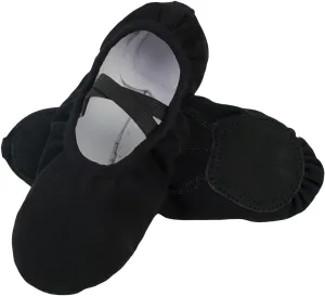 Ballet Flats Shoes for Women Big Girls, Resistant Elastic Canvas Adult Dance Shoes, Flat Dance Practice Shoes with Split Soles, Soft Sole Yoga Shoes for Girls Boys