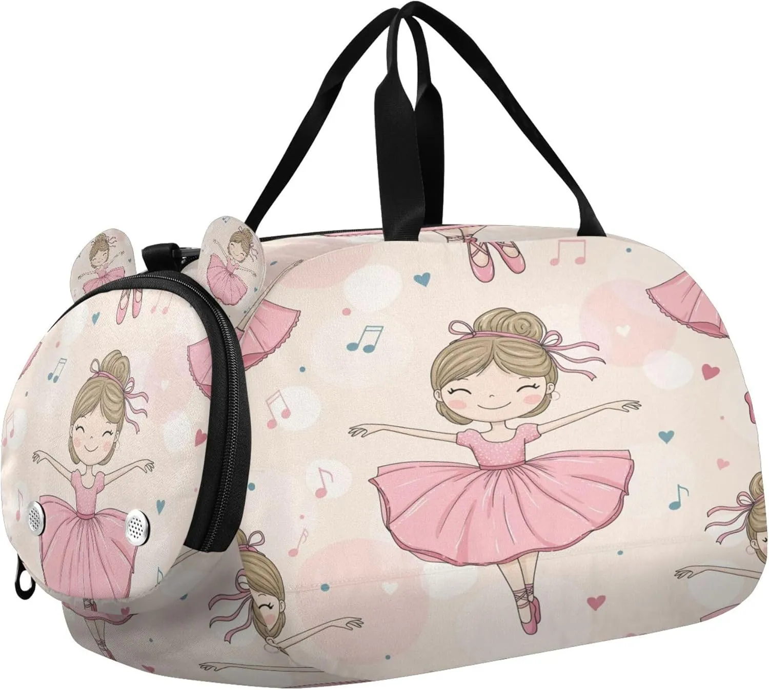 Ballet Girl Youth Sports & Travel Duffle Bag with Shoe Compartment,Waterproof Gym Bag for Girls and Boys (Overnight Essentials Organizer)