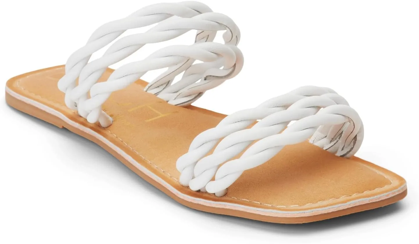 BEACH by Matisse Womens Amalia Braided Slide Flat Casual Sandals Casual - White