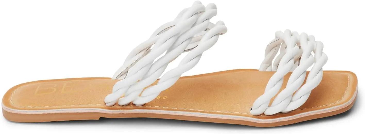 BEACH by Matisse Womens Amalia Braided Slide Flat Casual Sandals Casual - White