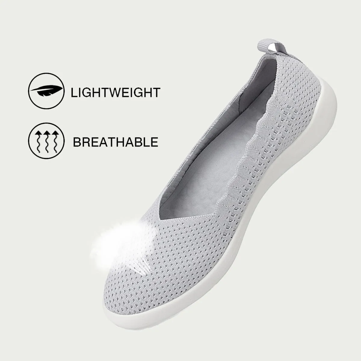 Bealin Womens Flats Round Toe Ballet Shoes Slip on Walking Shoes Comfort Dress Knit Low Wedge