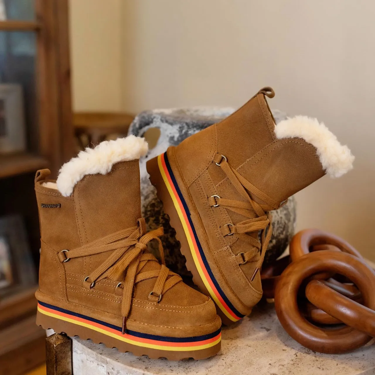 BEARPAW Retro Mondi Youth Boot | Youth's Ankle Boot | Kid's Lace-up Boot | Comfortable Winter Boot
