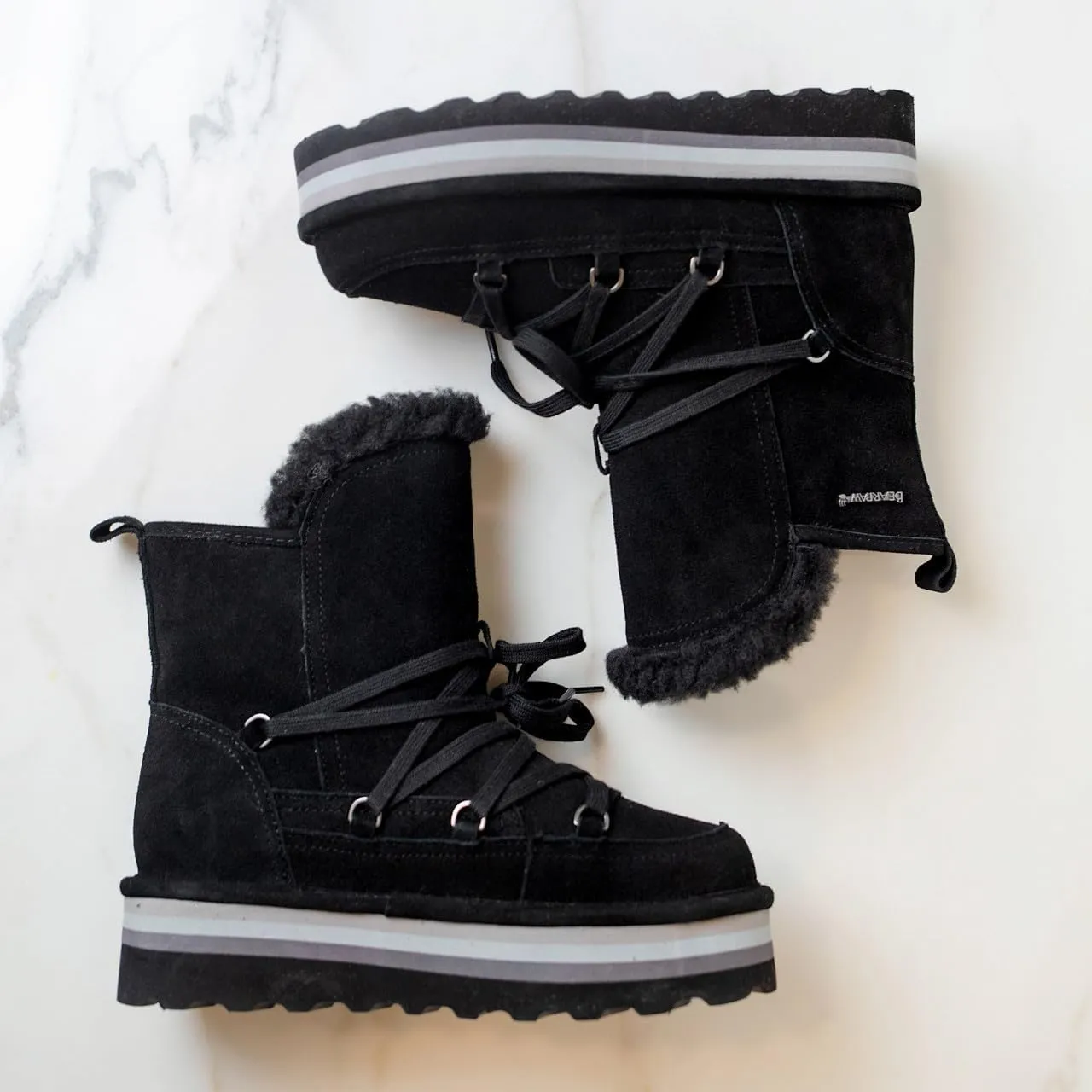 BEARPAW Retro Mondi Youth Boot | Youth's Ankle Boot | Kid's Lace-up Boot | Comfortable Winter Boot