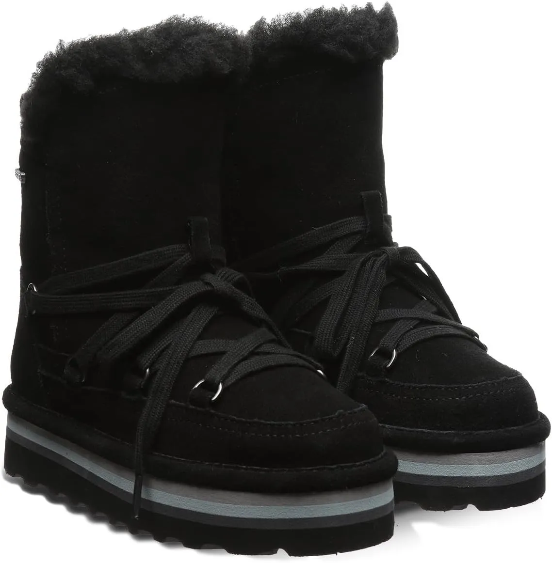 BEARPAW Retro Mondi Youth Boot | Youth's Ankle Boot | Kid's Lace-up Boot | Comfortable Winter Boot