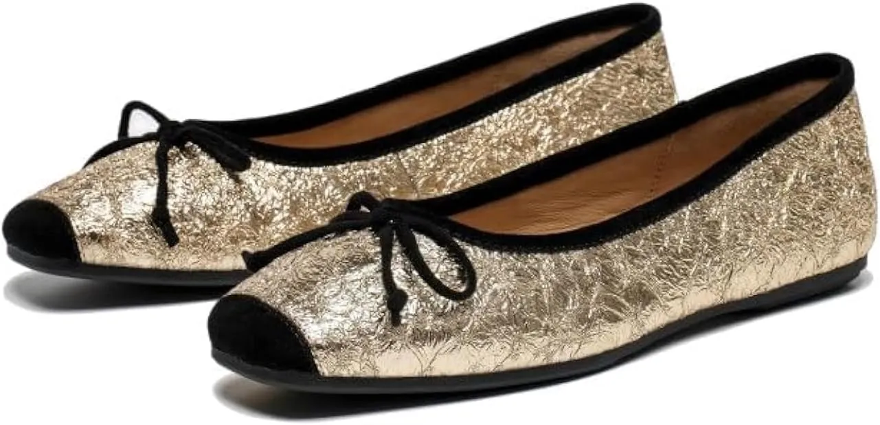 BEAU TODAY Mary Jane Shoes Women, Ballet Flats Shoes for Women, Buckle Strap Genuine Leather Flats, Comfortable Square Toe Dressy Mary Jane Flats Trendy