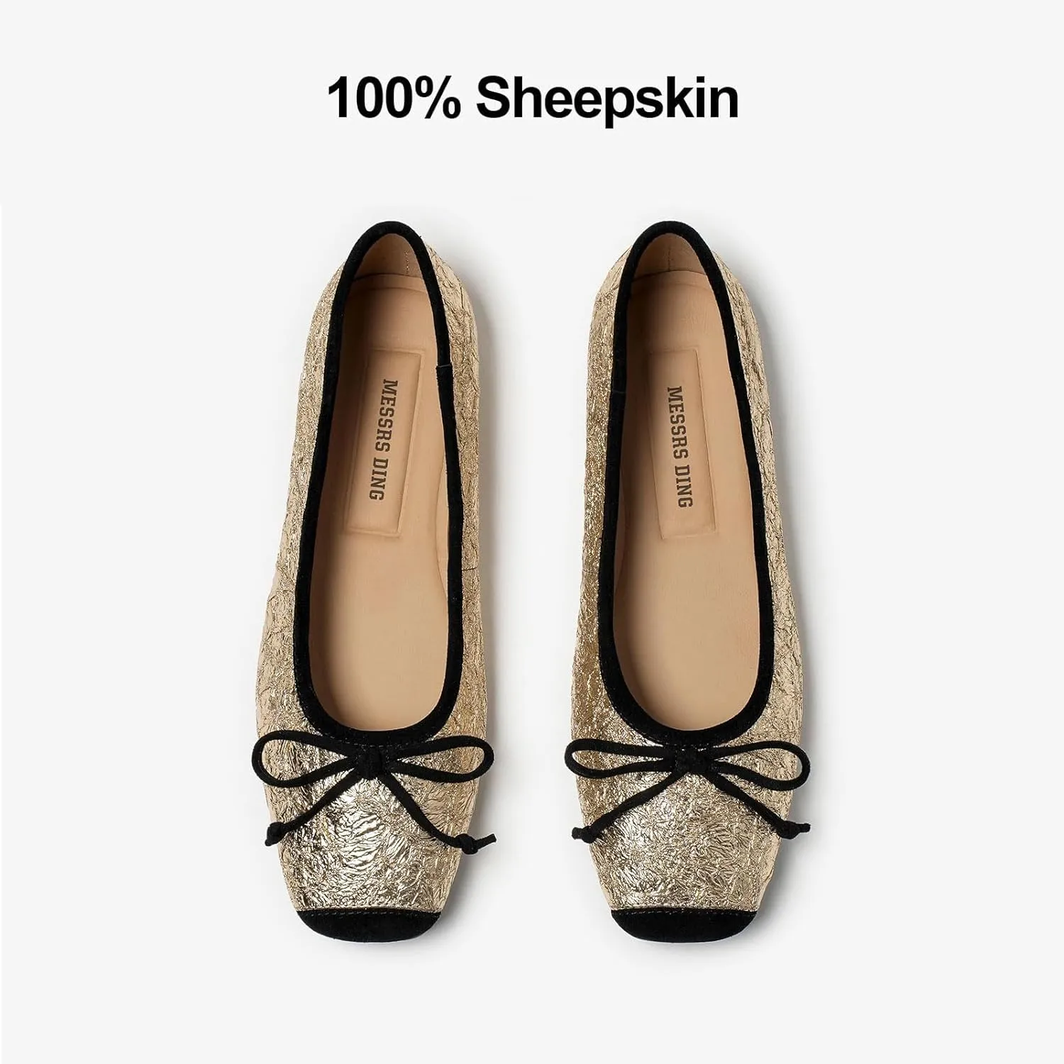 BEAU TODAY Mary Jane Shoes Women, Ballet Flats Shoes for Women, Buckle Strap Genuine Leather Flats, Comfortable Square Toe Dressy Mary Jane Flats Trendy