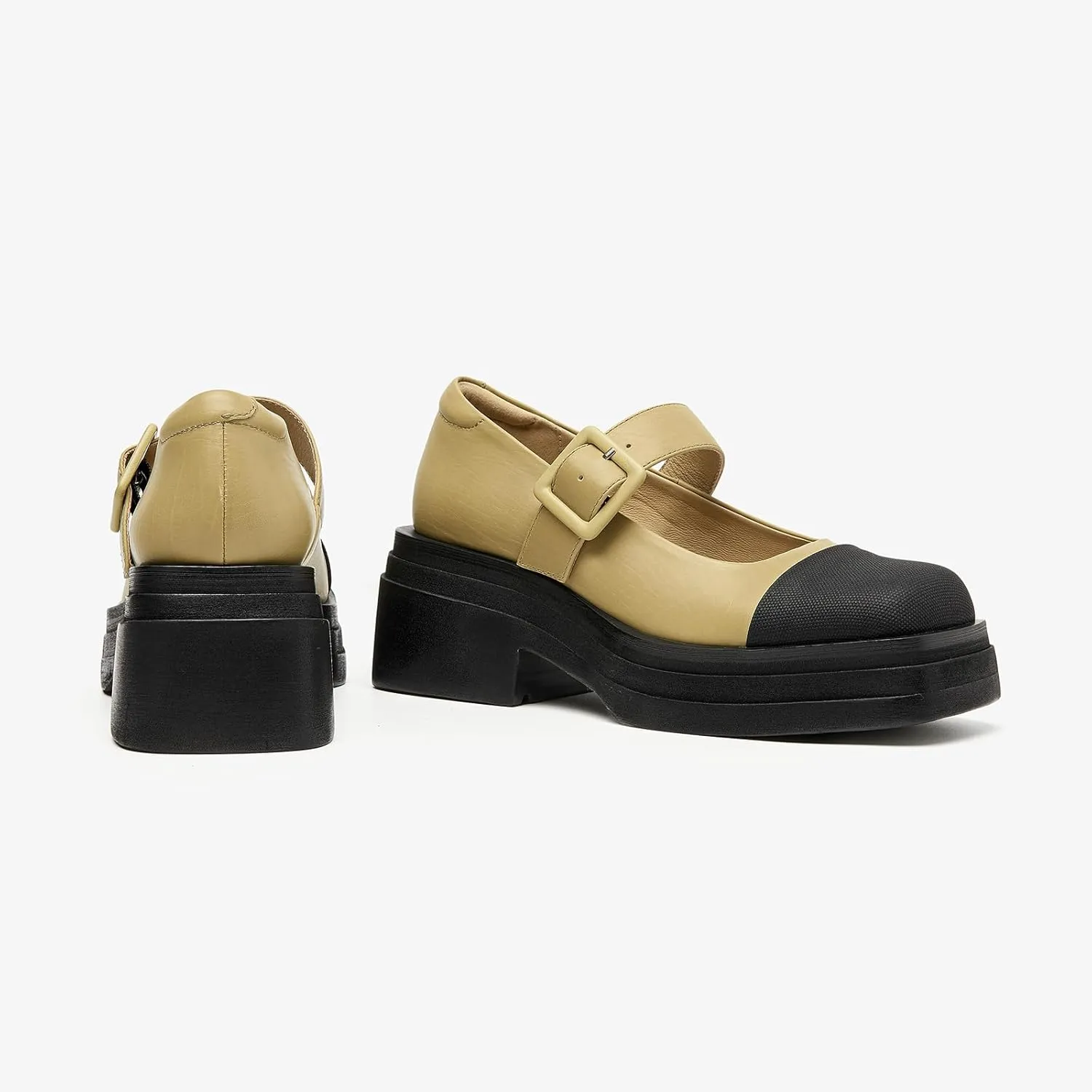 BEAU TODAY Mary Jane Shoes Women, Genuine Leather Womens Loafers, Mary Jane Pumps for Women, Closed Toe Dress Shoes for Women