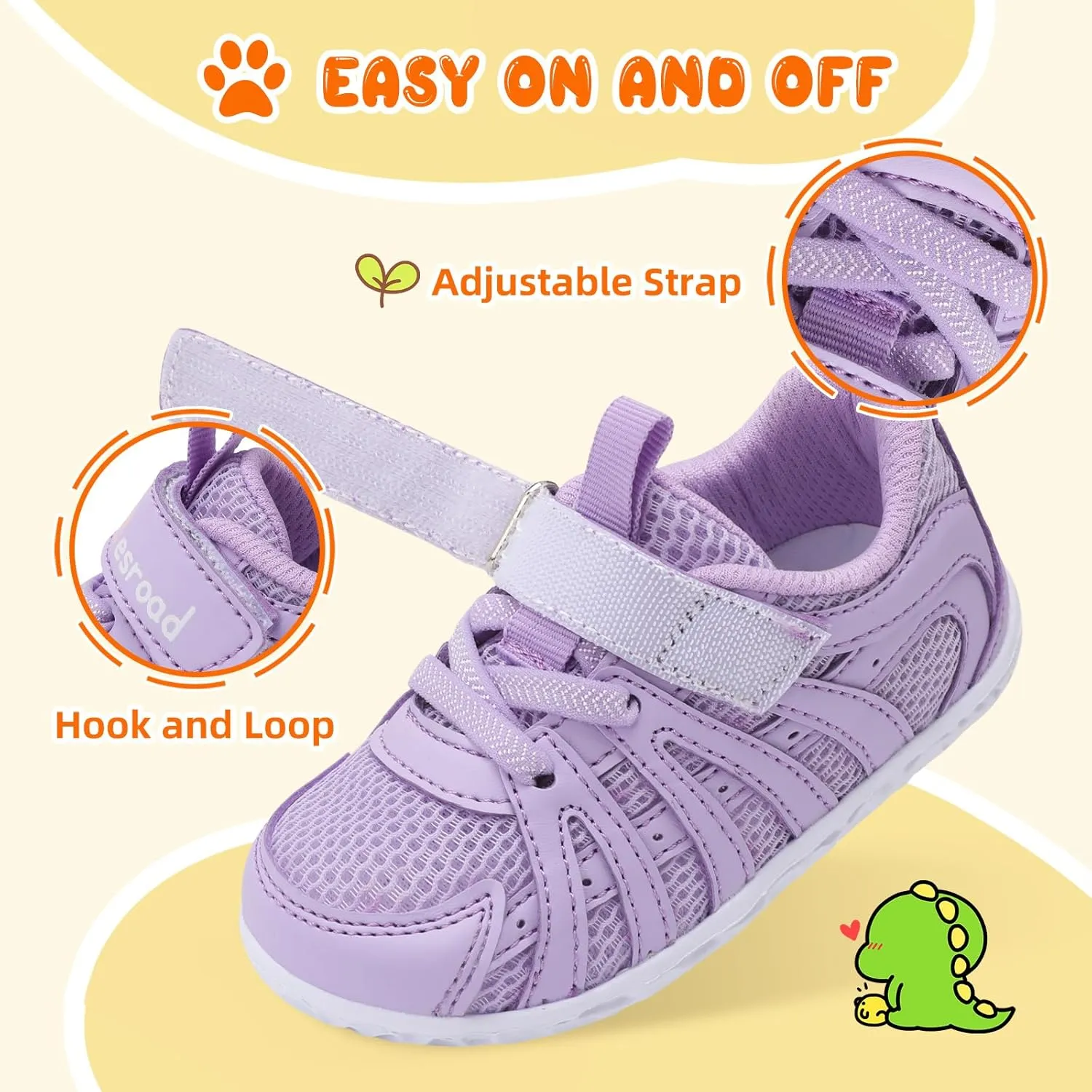 Besroad Toddler Shoes Boys Girls Barefoot Sneakers Kids Breathable Walking Shoes Lightweight Strap Non-Slip Sole Tennis Shoes