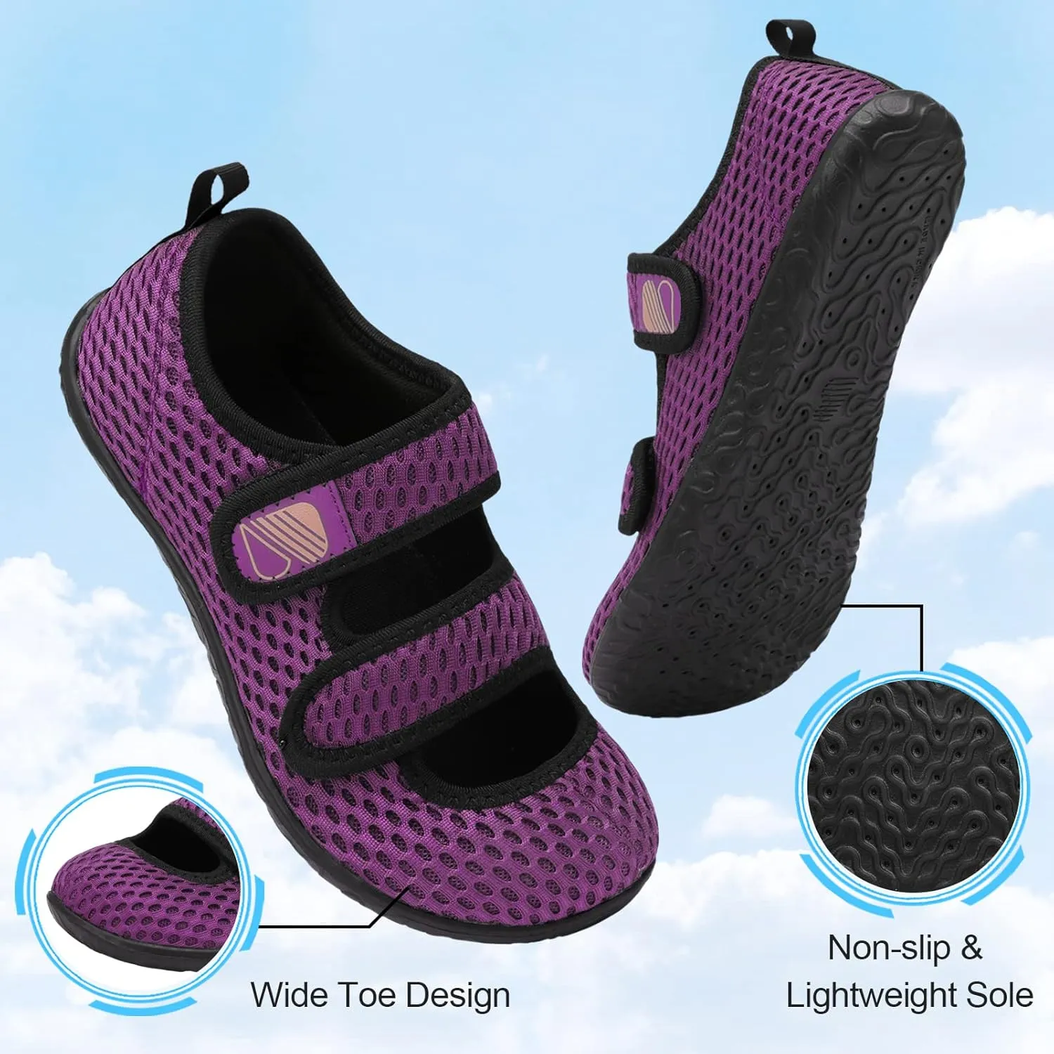 Besroad Womens Mens Lightweight Walking Shoes Adjustable Wide Diabetic Slippers Non-slip Sneakers Sandals