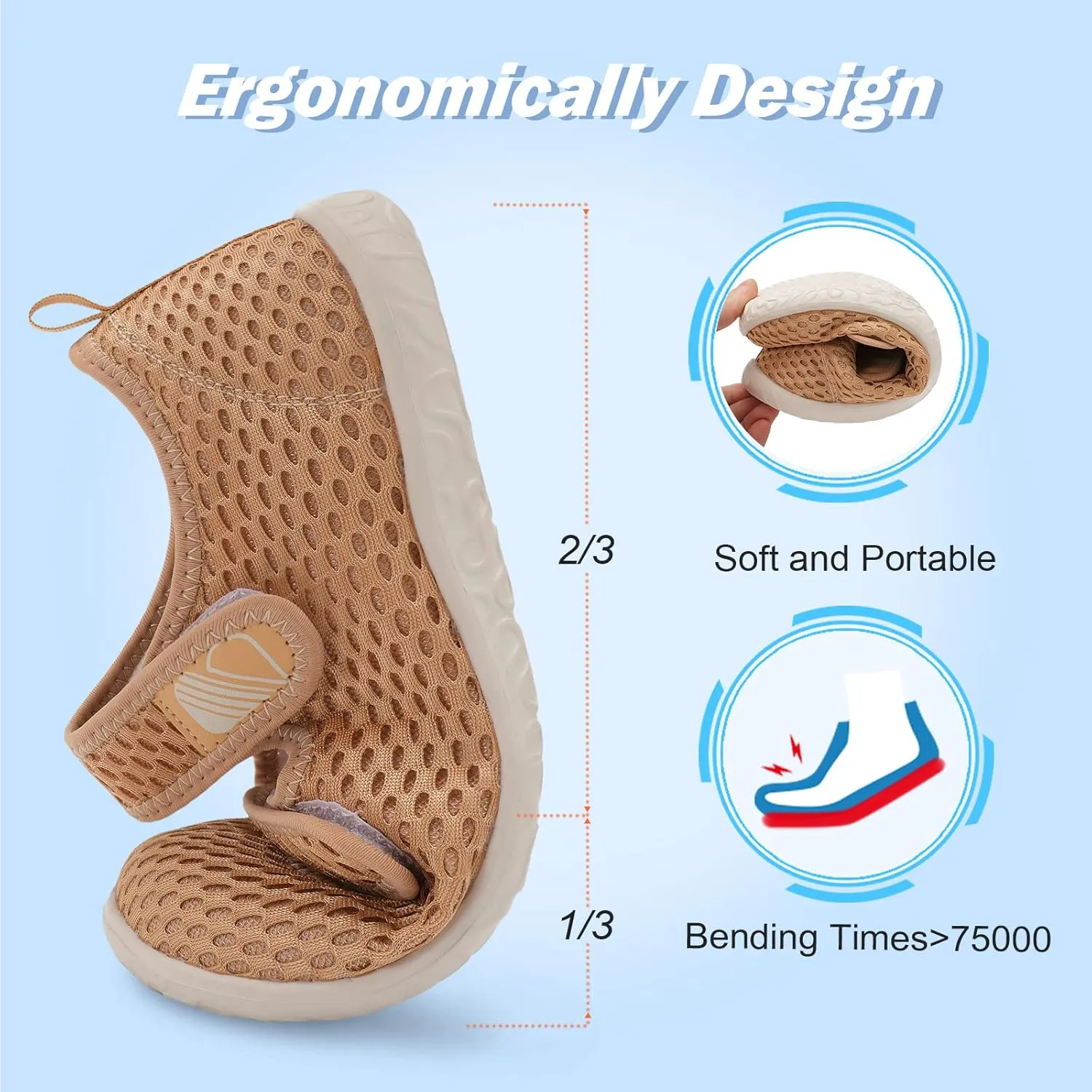 Besroad Womens Mens Lightweight Walking Shoes Adjustable Wide Diabetic Slippers Non-slip Sneakers Sandals