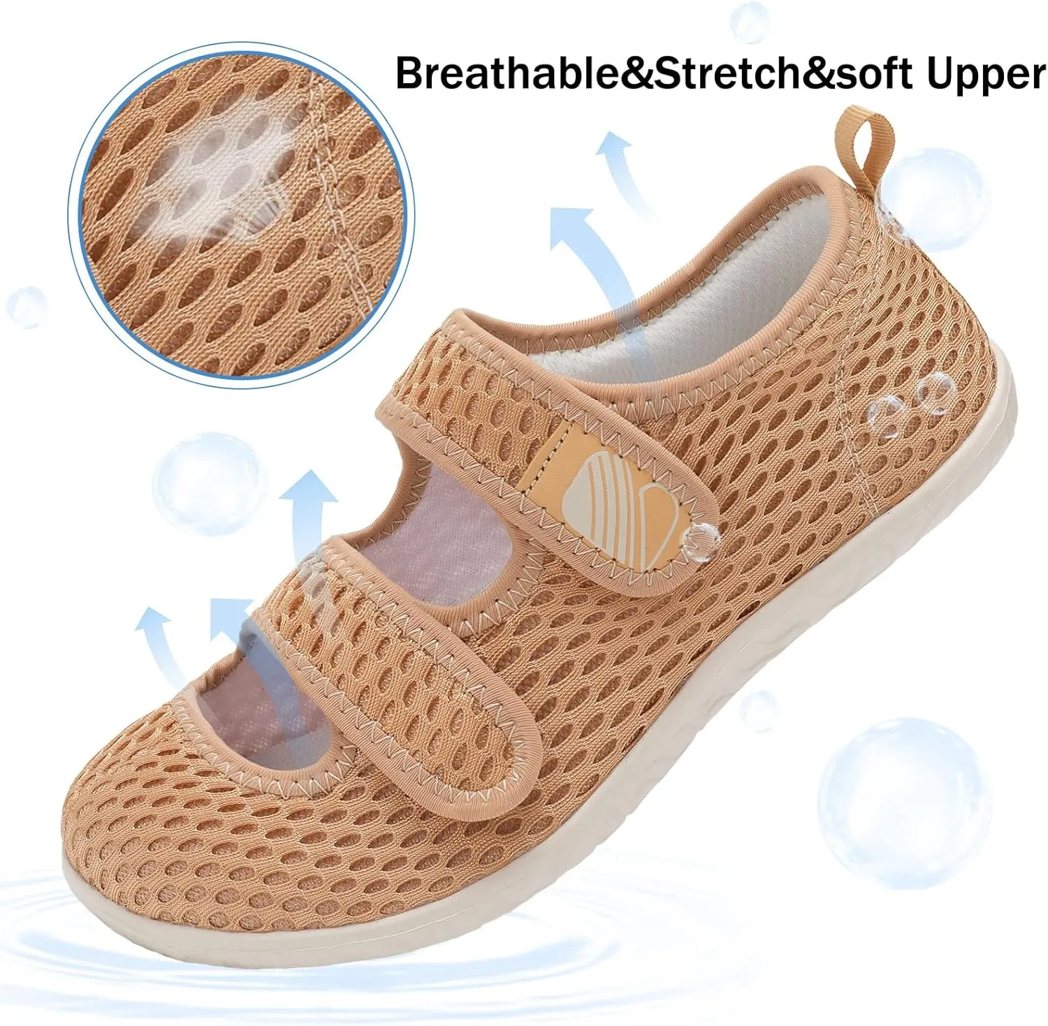 Besroad Womens Mens Lightweight Walking Shoes Adjustable Wide Diabetic Slippers Non-slip Sneakers Sandals