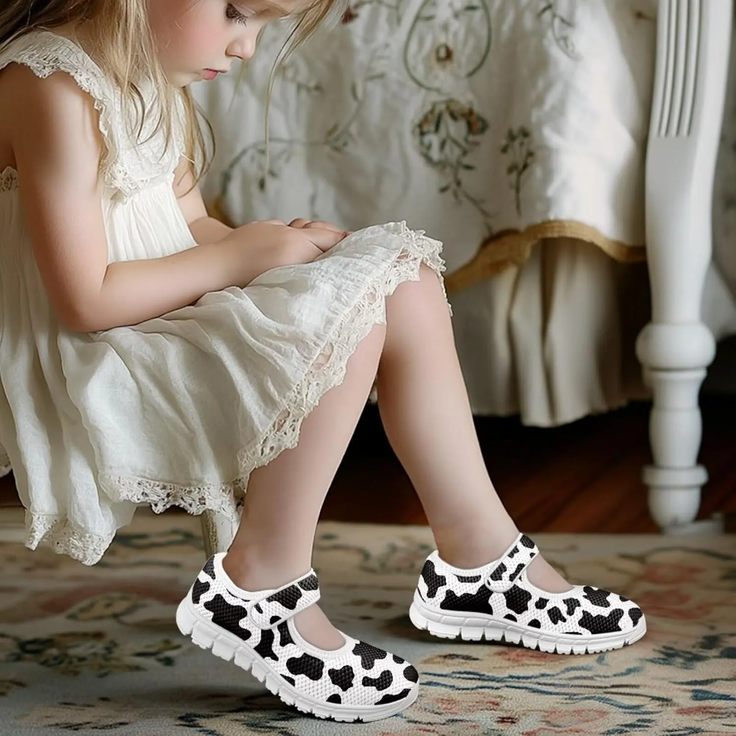 BIGCARJOB Mary Janes Sneakers for Toddle Girls Flats Dress Shoes Cute Mary Janes Shoes