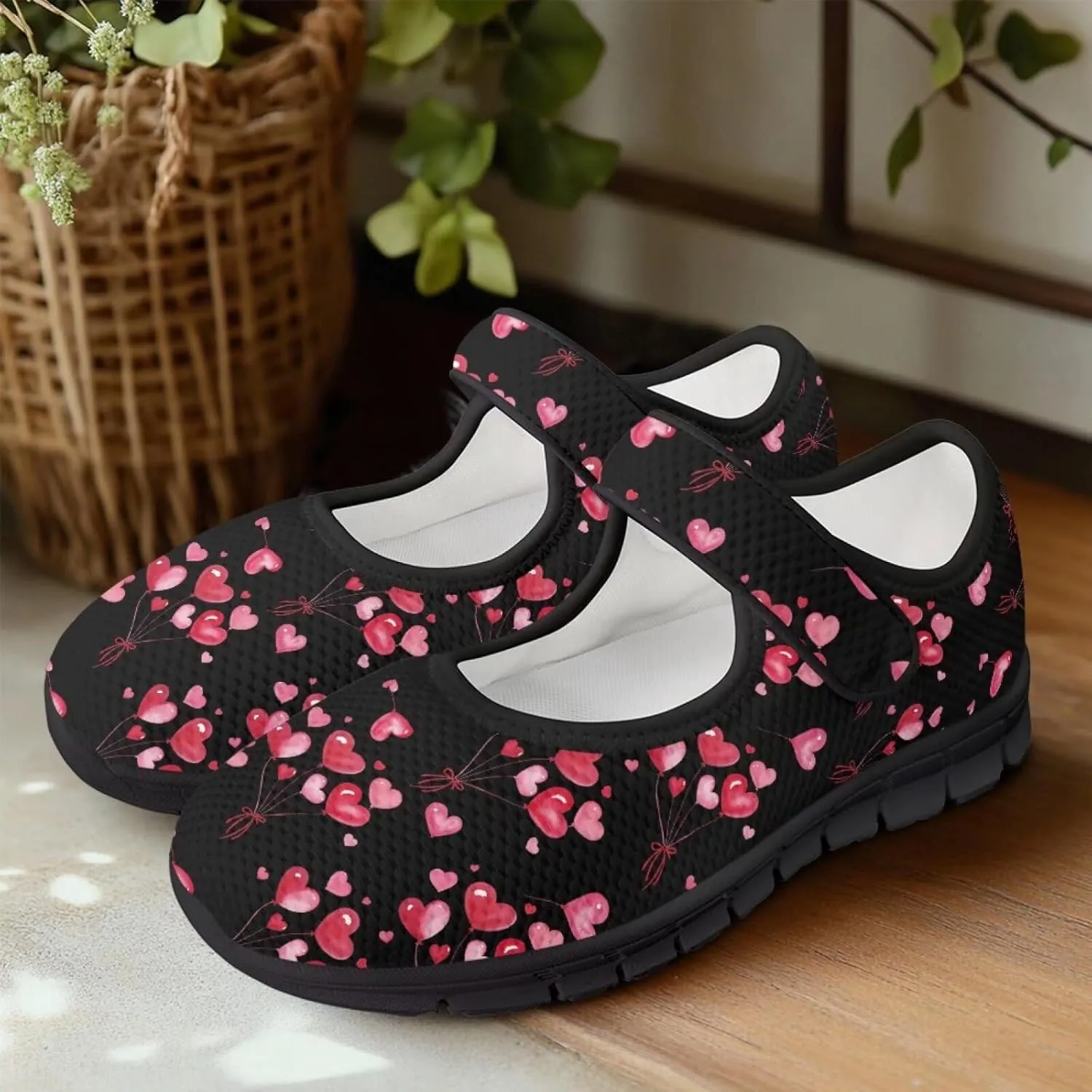 Binienty Casual Mary Jane Shoes for Women Buckle Strap Mesh Flats Women Dressy Comfortable Slip Ons