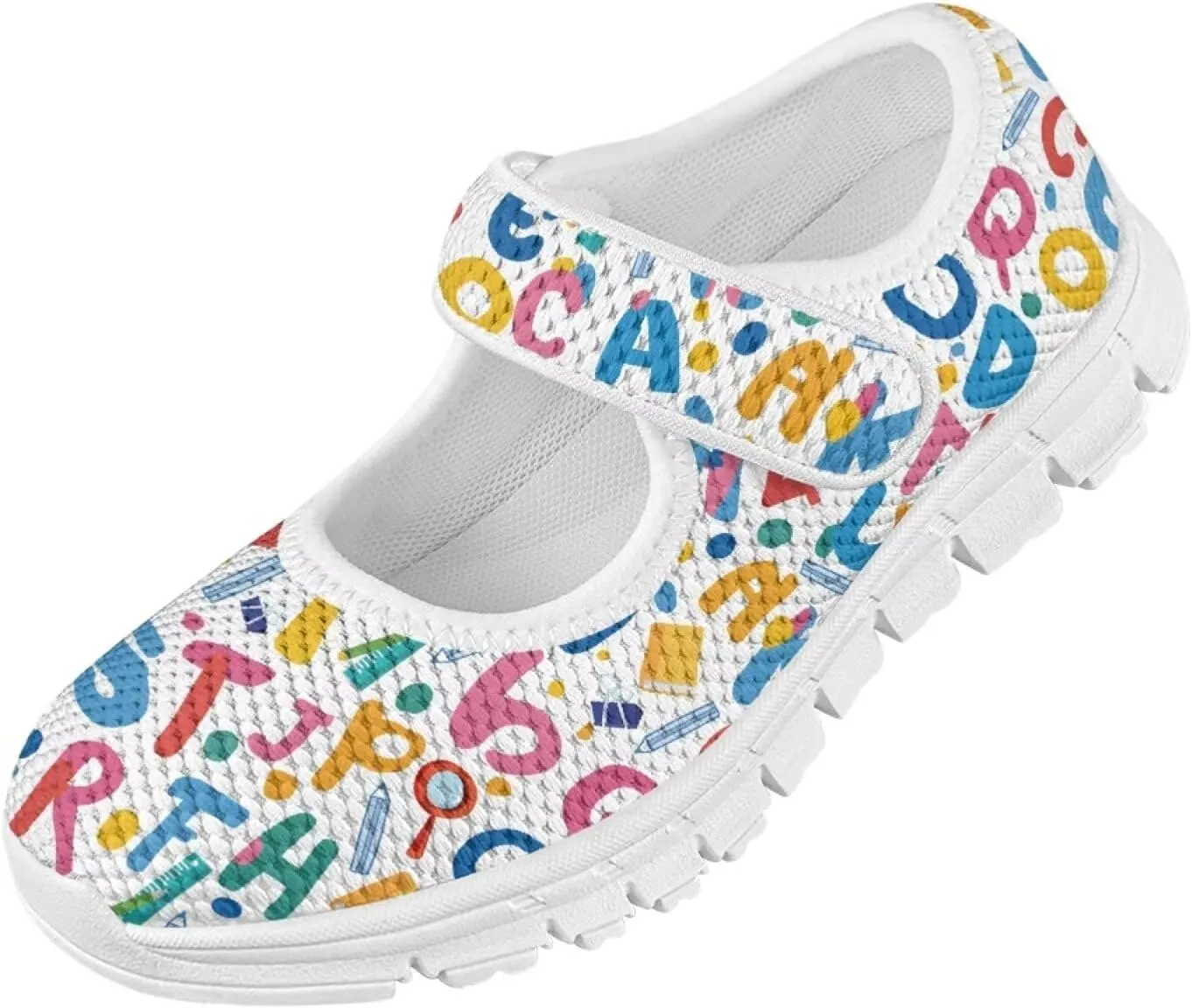 Binienty Girls School Uniform Shoes Classical Flats Mary Jane Sneakers Breathable Mesh Flat Shoes