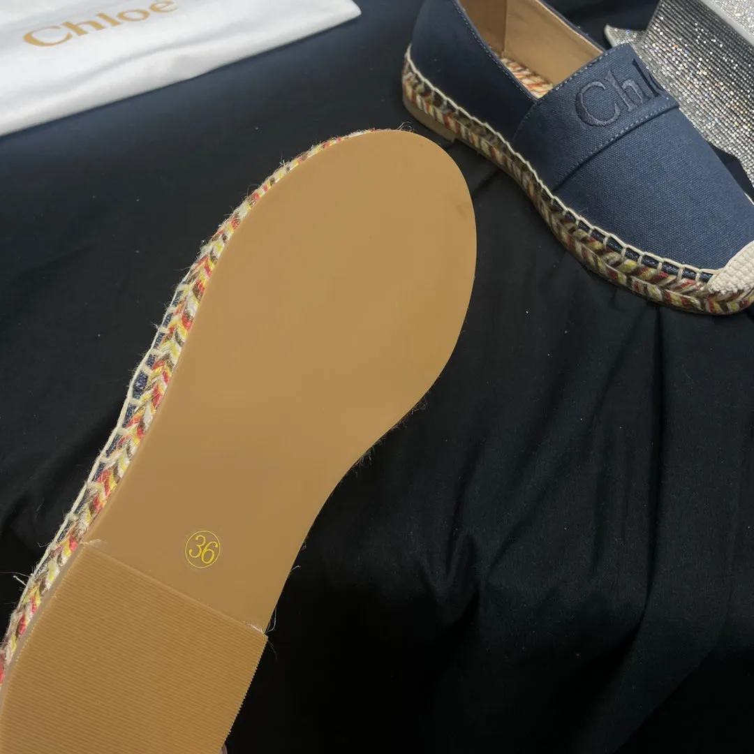 BLACK DENIM Limited-stock sale WOVEN IN CHLOÉ RAFFIA Hassle-free COLORFUL LOAFER AND