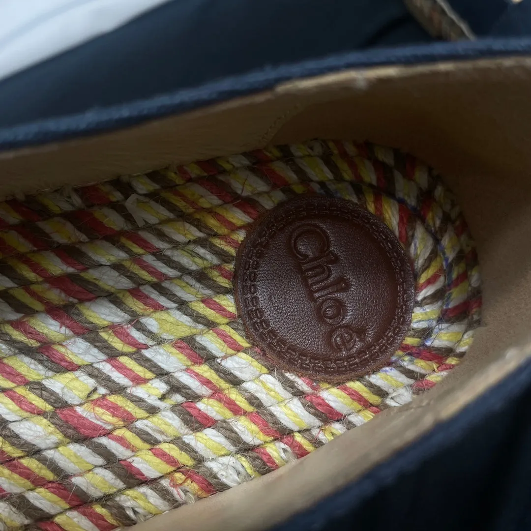 BLACK DENIM Limited-stock sale WOVEN IN CHLOÉ RAFFIA Hassle-free COLORFUL LOAFER AND