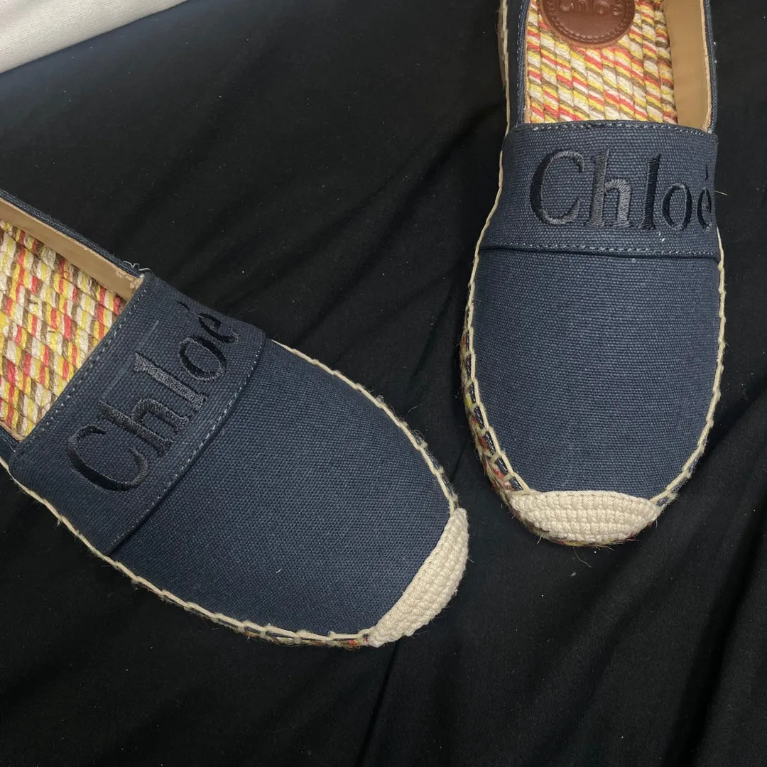 BLACK DENIM Limited-stock sale WOVEN IN CHLOÉ RAFFIA Hassle-free COLORFUL LOAFER AND