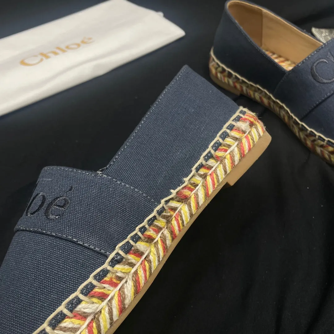 BLACK DENIM Limited-stock sale WOVEN IN CHLOÉ RAFFIA Hassle-free COLORFUL LOAFER AND