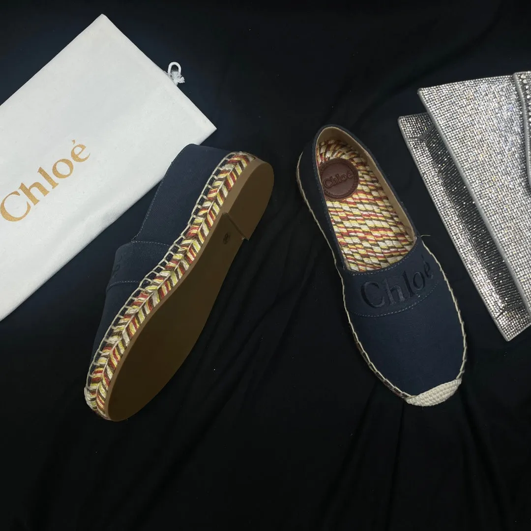 BLACK DENIM Limited-stock sale WOVEN IN CHLOÉ RAFFIA Hassle-free COLORFUL LOAFER AND
