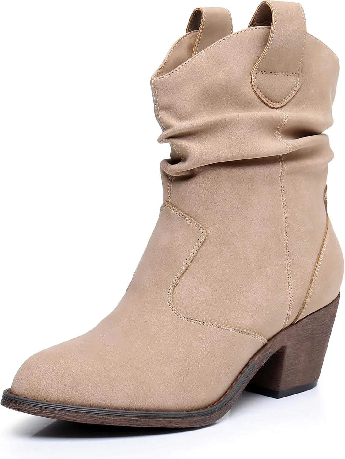 Blikcon Women's Modern Western Cowboy Distressed Boot with Pull-Up Tabs
