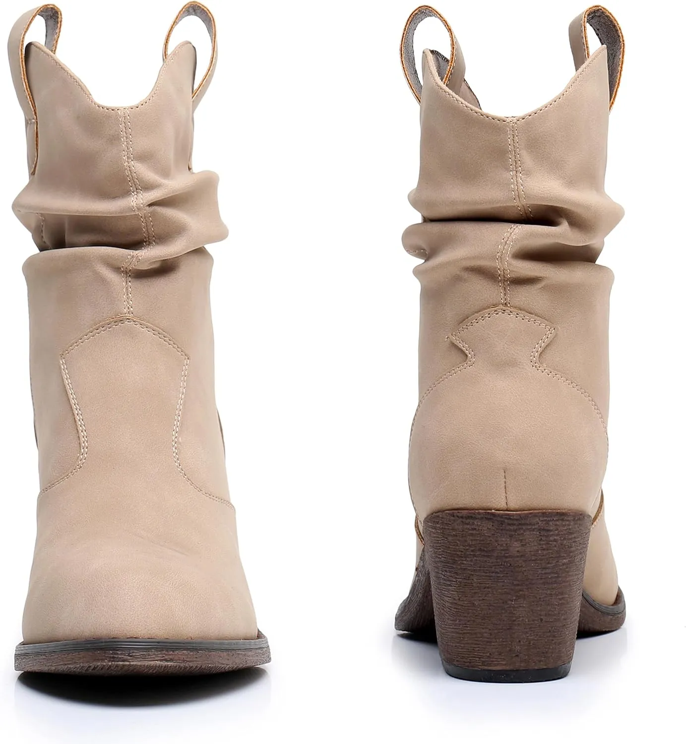 Blikcon Women's Modern Western Cowboy Distressed Boot with Pull-Up Tabs