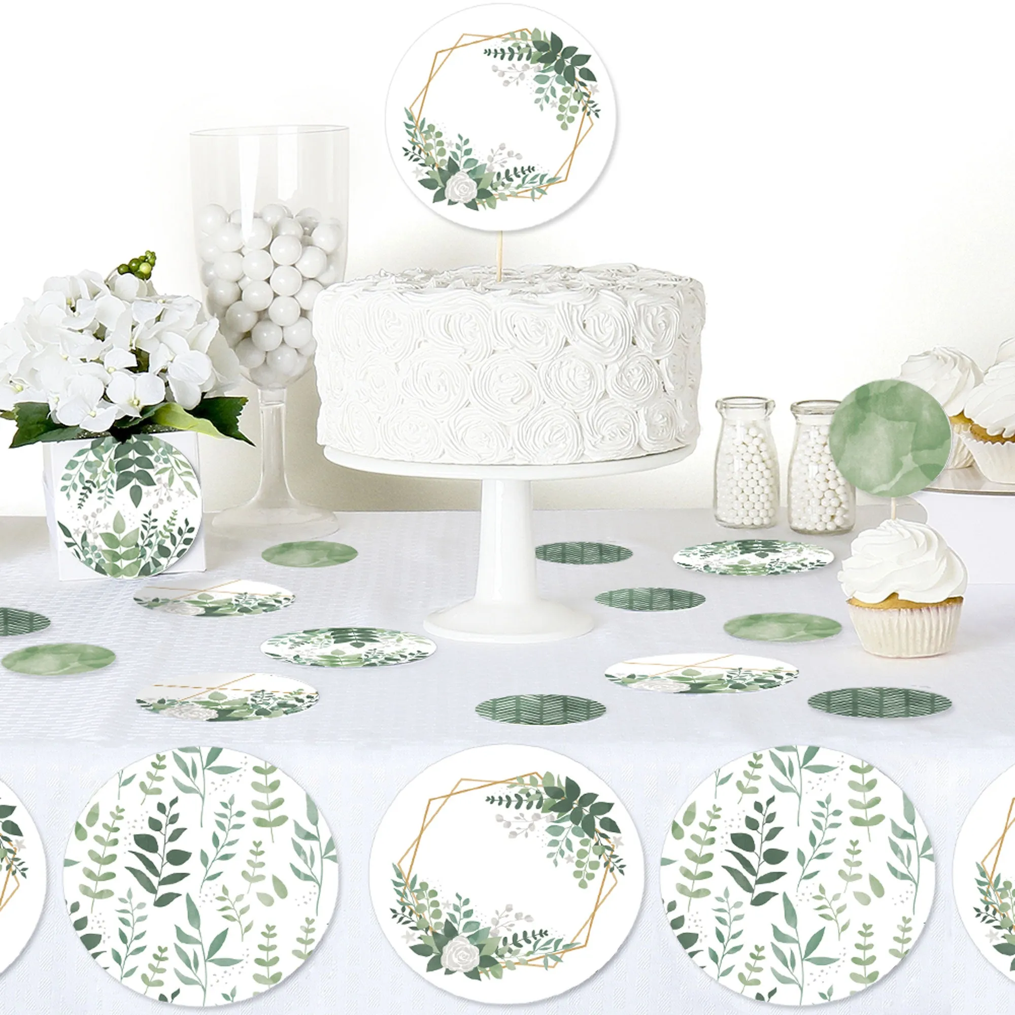 Boho Botanical - Greenery Party Giant Circle Confetti - Party Decorations - Large Confetti 27 Count