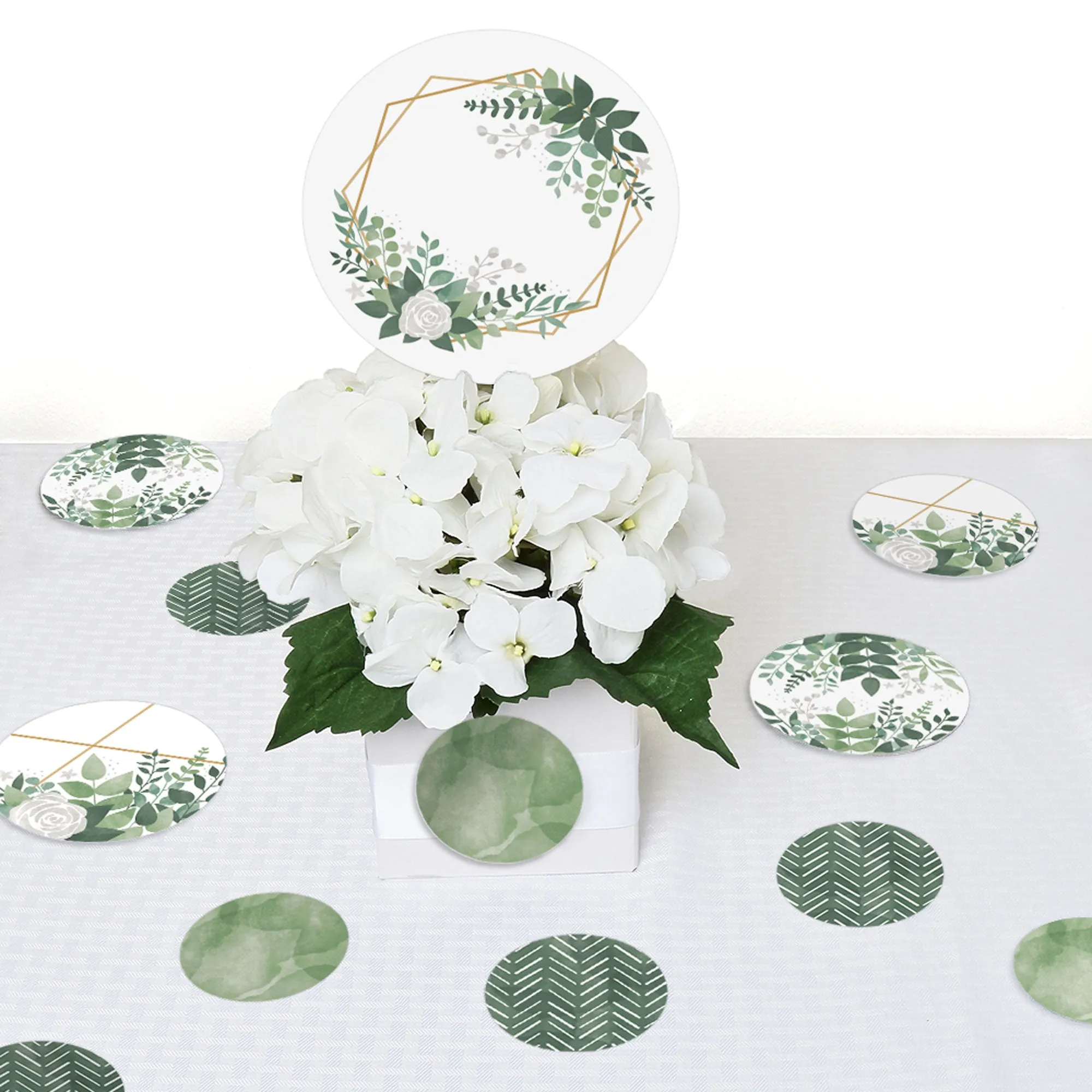 Boho Botanical - Greenery Party Giant Circle Confetti - Party Decorations - Large Confetti 27 Count