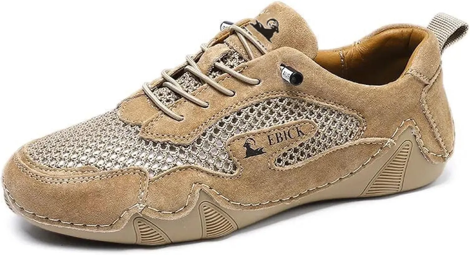 Boxpopla Women's Outdoor Mesh Trail Shoes for Hiking & Walking,Leather Breathable Mesh Casual Sneakers Non-Slip Slip On Lightweight Summer Sports Shoes Comfort Soft Driving Shoes