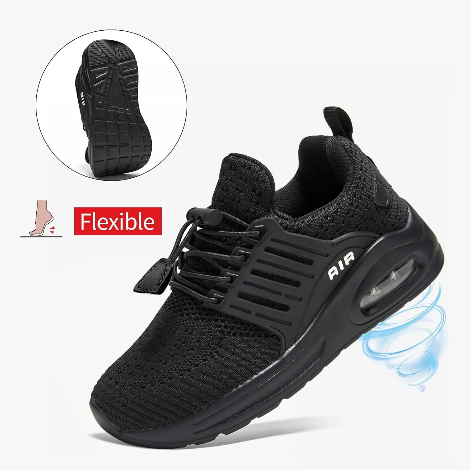 Boy's Fashion Air Running Tennis Shoes Gym Lightweight Slip On Walking Athletic Sneakers