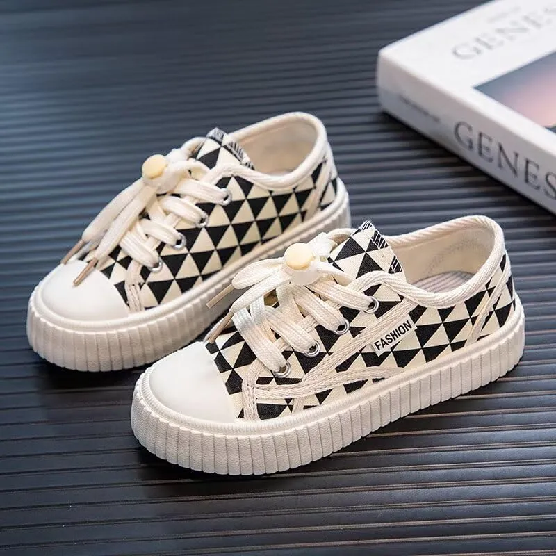 Boys Girls Shoes Kids Canvas Sneakers with Buckle Elastic Shoelaces(Toddler/Little Kid/Big Kid)