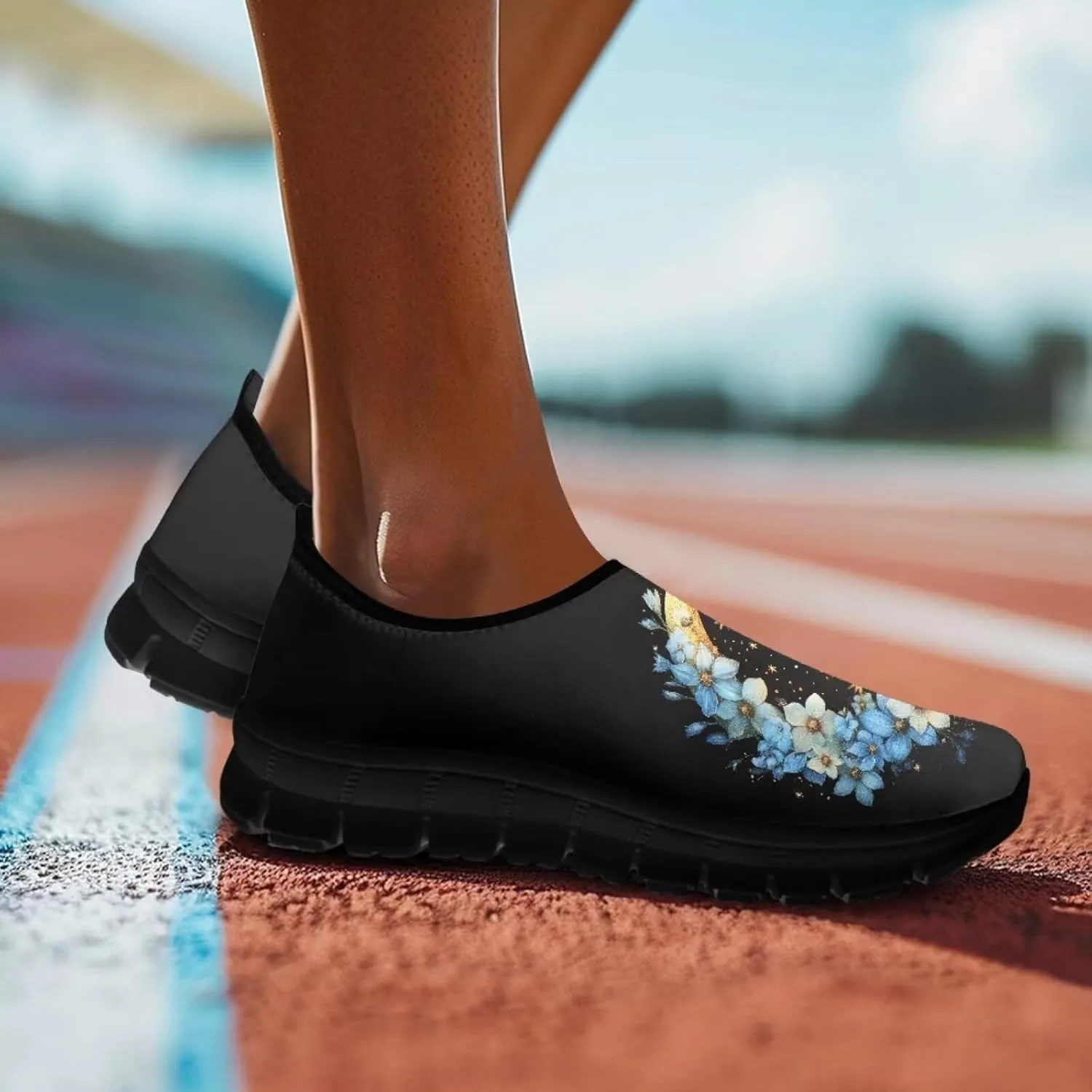Butterfly Pattern Casual Shoes for Women Slip on Running Sneakers, Lightweight Loafers Sport Shoes