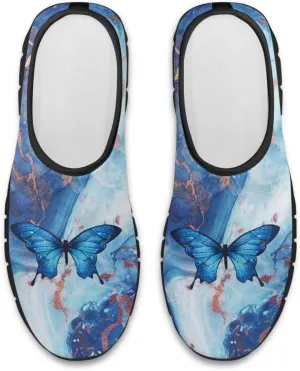 Butterfly Pattern Casual Shoes for Women Slip on Running Sneakers, Lightweight Loafers Sport Shoes
