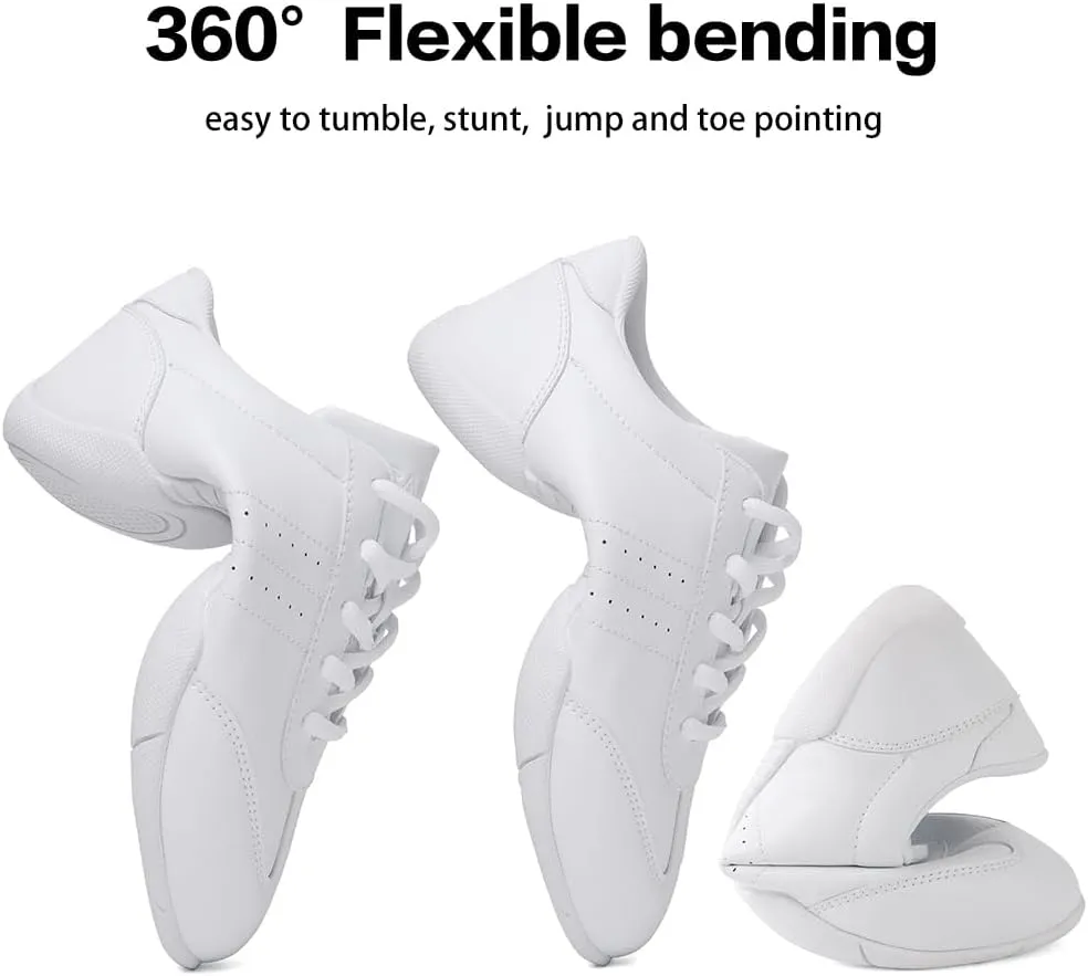 CADIDL Cheer Shoes for Women White Cheerleading Athletic Dance Shoes Girls Flats Tennis Walking Sneakers