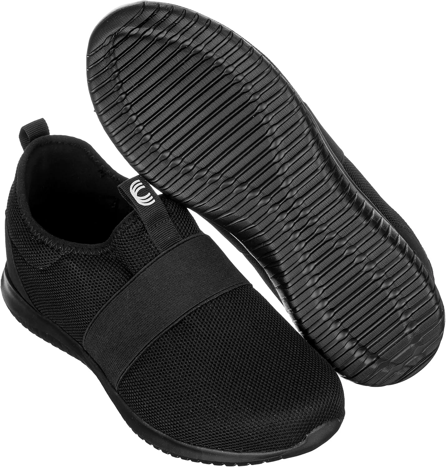 CALTO Men's Invisible Height Increasing Elevator Shoes - Black Ultra Feather Lightweight Sporty Sneakers - 2.1 Inches Taller - Q120 - Size 12 D(M) US