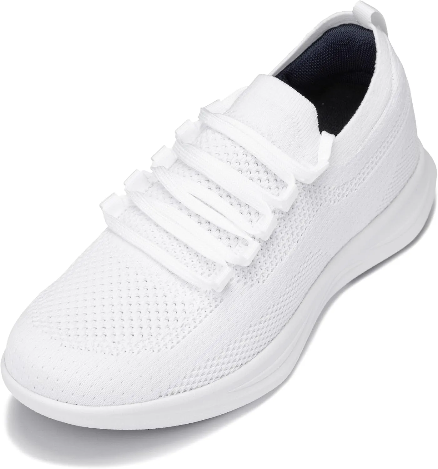 CALTO Men's Invisible Height Increasing Elevator Shoes - Super Lightweight Knitted Sporty Sneakers - 2.4 Inches Taller