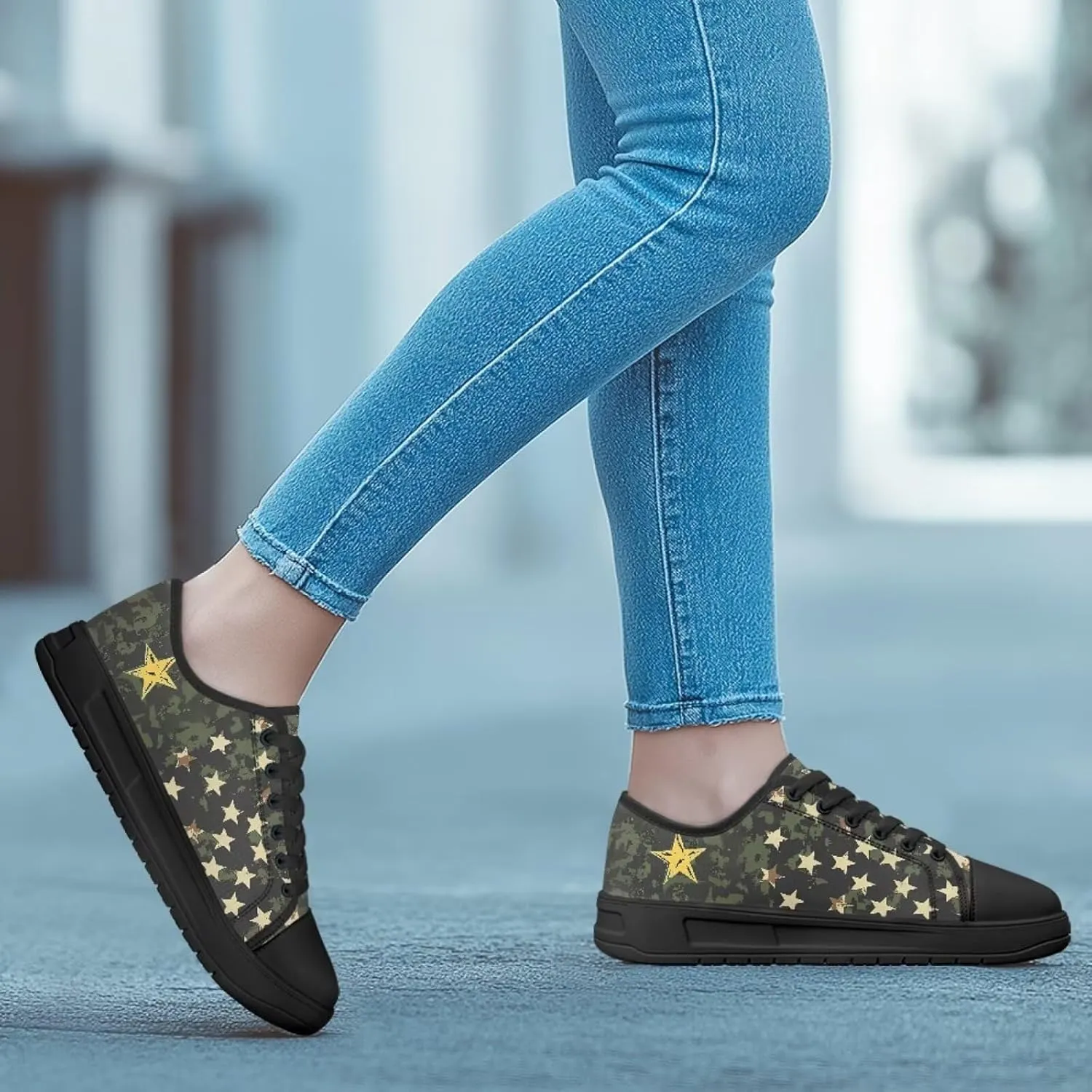 Canvas Shoes for Women Platform Sneakers Slip on Lace-up Walking Flats Outdoor Lightweight Tennis Shoe