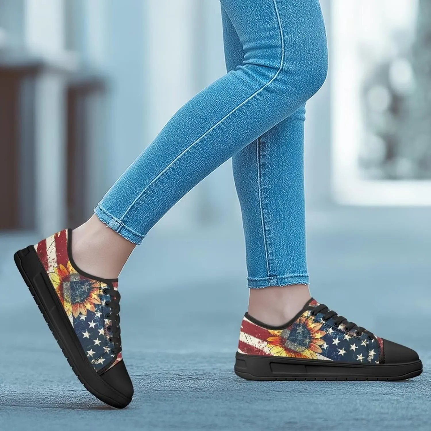 Canvas Shoes for Women Platform Sneakers Slip on Lace-up Walking Flats Outdoor Lightweight Tennis Shoe