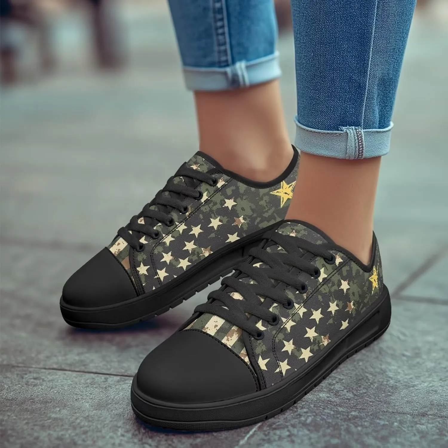 Canvas Shoes for Women Platform Sneakers Slip on Lace-up Walking Flats Outdoor Lightweight Tennis Shoe