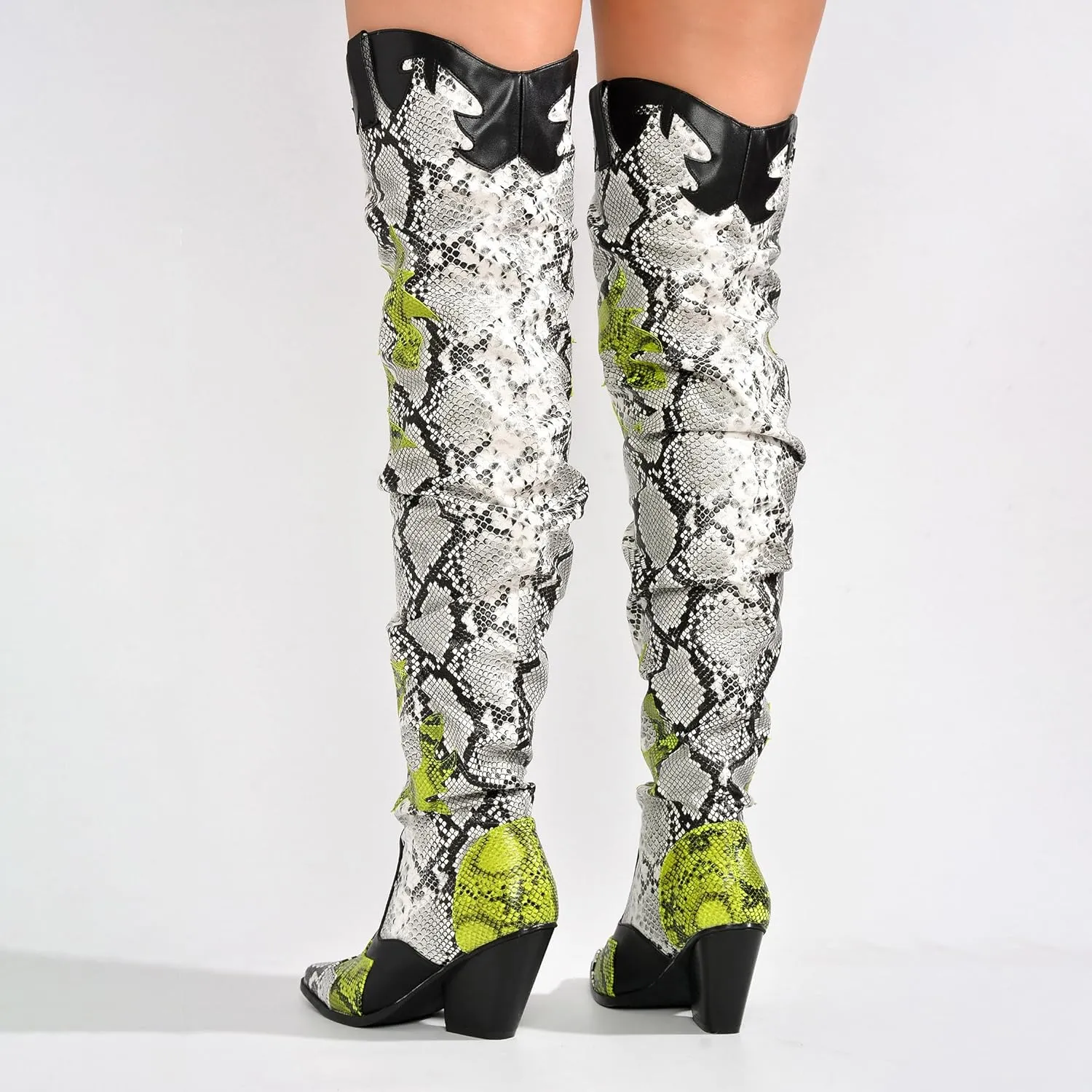 Cape Robbin | HILDA OVER THE KNEE THIGH HIGH CHUNKY LOW HEELED BOOTS-ANIMAL
