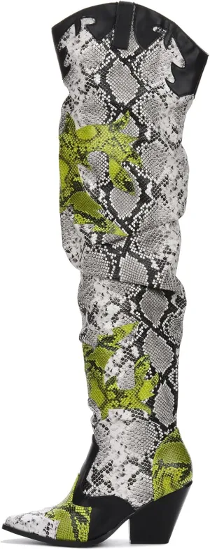 Cape Robbin | HILDA OVER THE KNEE THIGH HIGH CHUNKY LOW HEELED BOOTS-ANIMAL