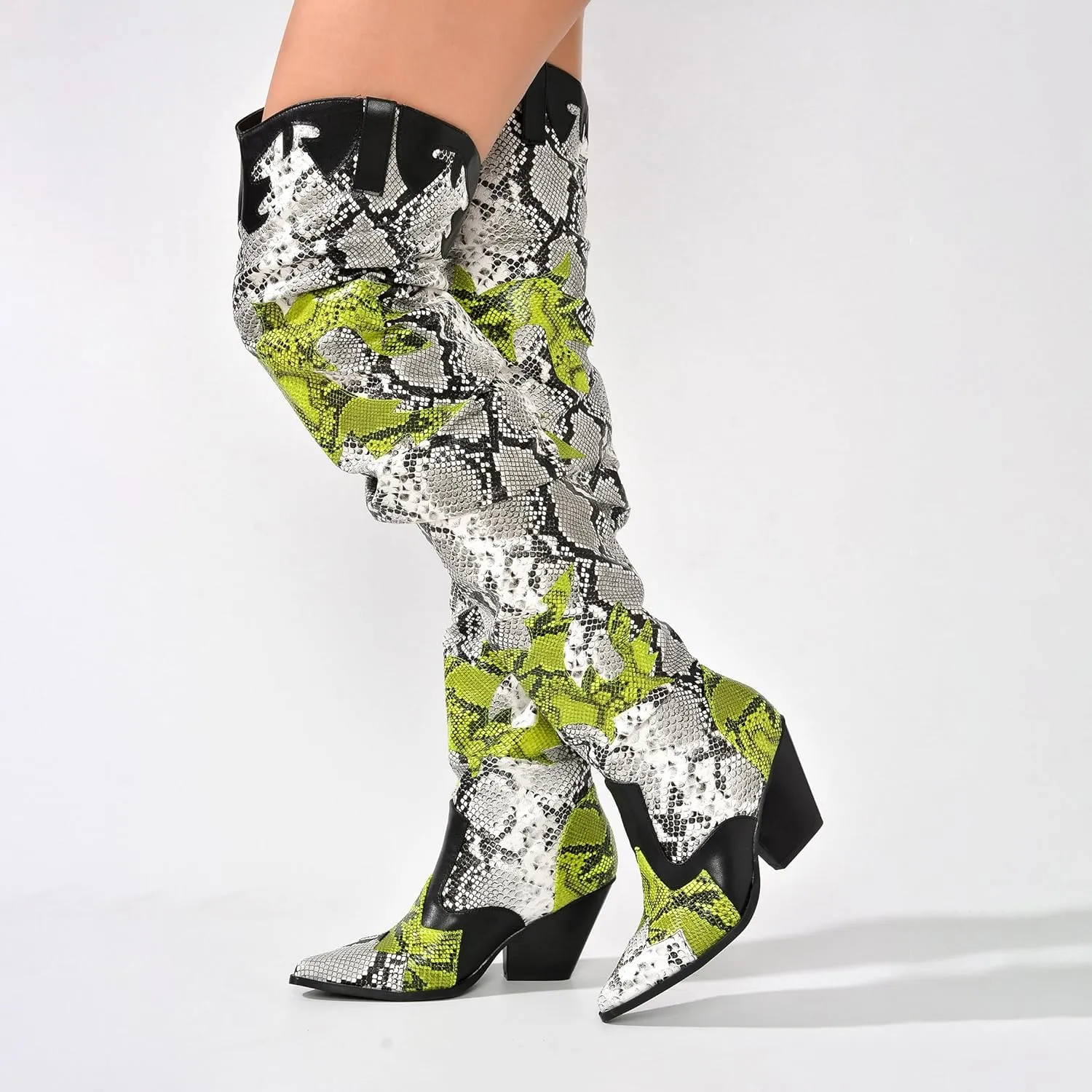 Cape Robbin | HILDA OVER THE KNEE THIGH HIGH CHUNKY LOW HEELED BOOTS-ANIMAL