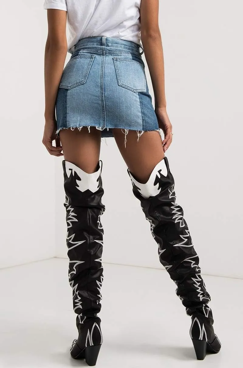 Cape Robbin | HILDA OVER THE KNEE THIGH HIGH CHUNKY LOW HEELED BOOTS-ANIMAL