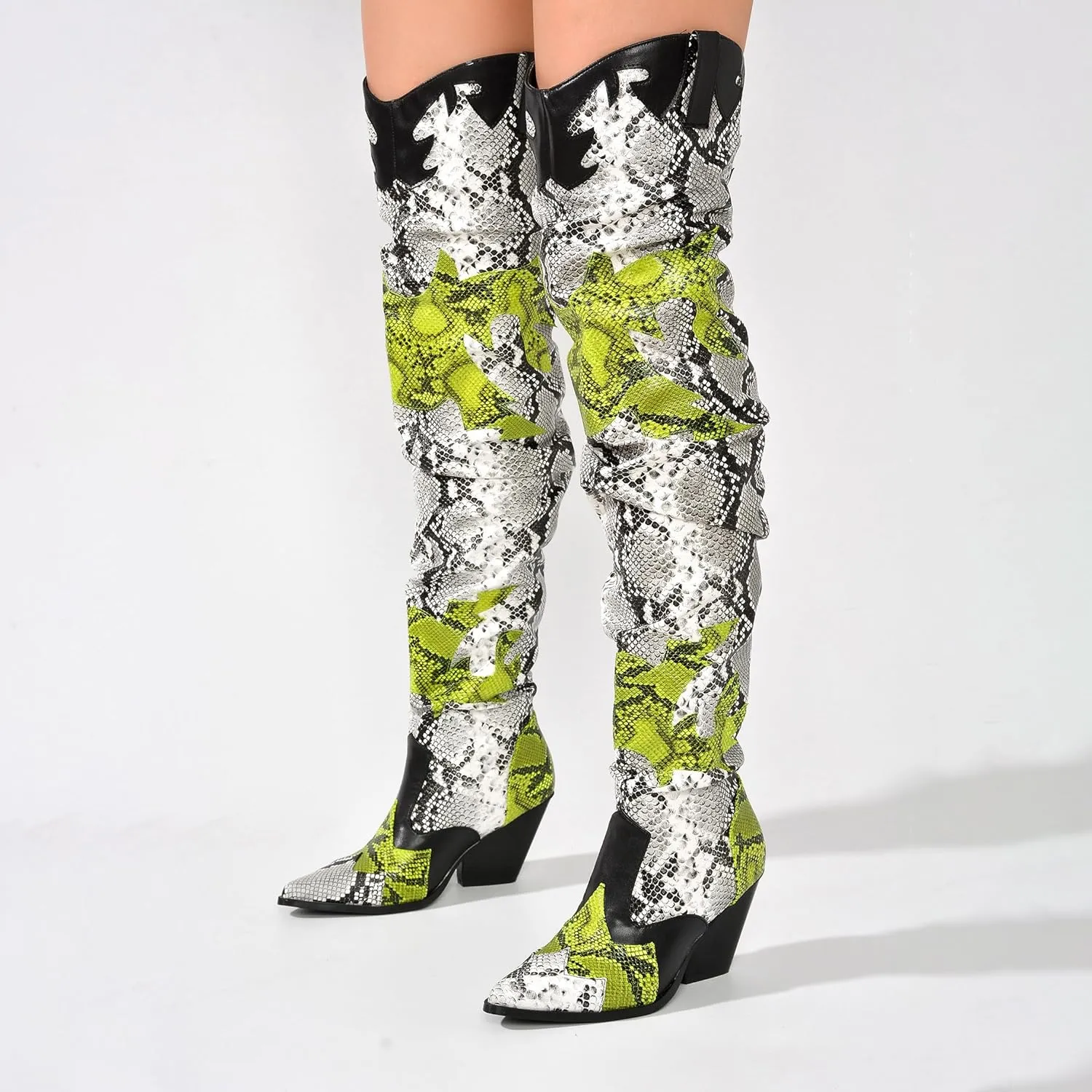 Cape Robbin | HILDA OVER THE KNEE THIGH HIGH CHUNKY LOW HEELED BOOTS-ANIMAL