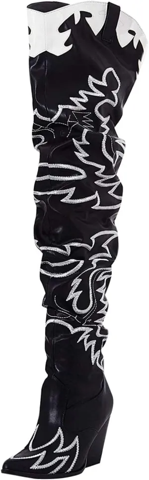 Cape Robbin | HILDA OVER THE KNEE THIGH HIGH CHUNKY LOW HEELED BOOTS-ANIMAL