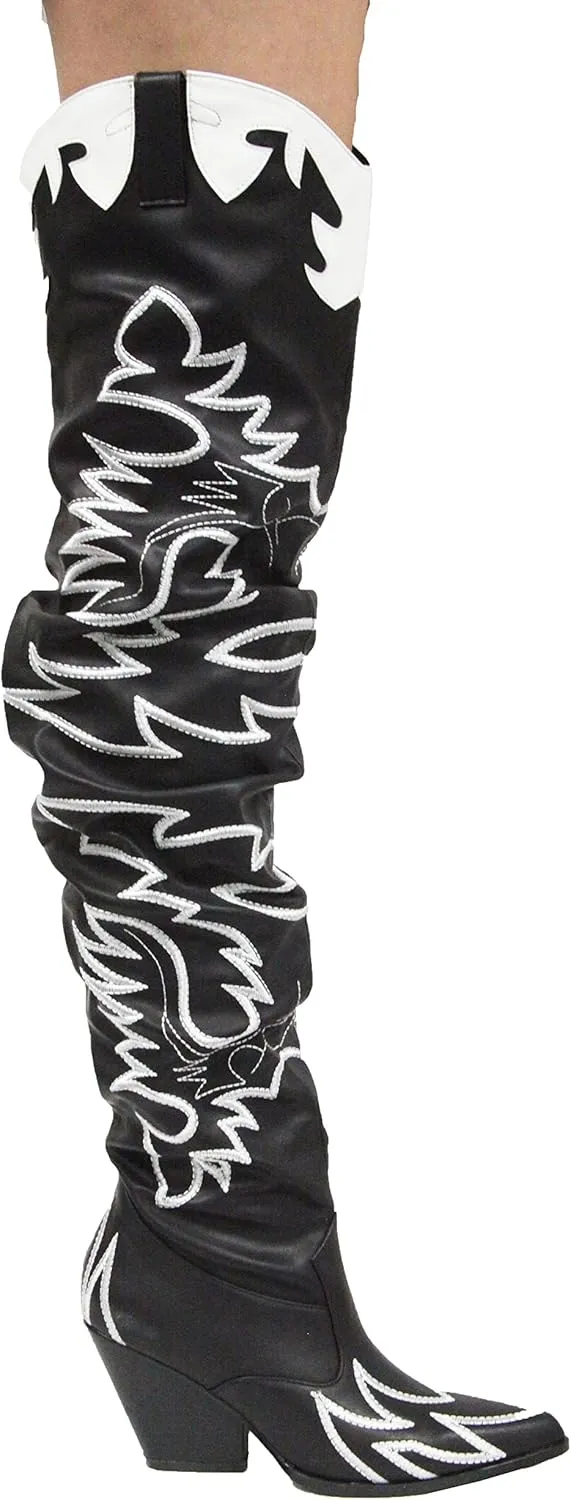 Cape Robbin | HILDA OVER THE KNEE THIGH HIGH CHUNKY LOW HEELED BOOTS-ANIMAL