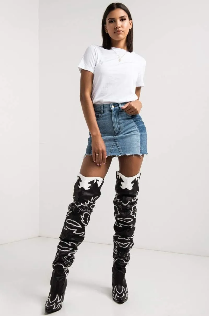 Cape Robbin | HILDA OVER THE KNEE THIGH HIGH CHUNKY LOW HEELED BOOTS-ANIMAL
