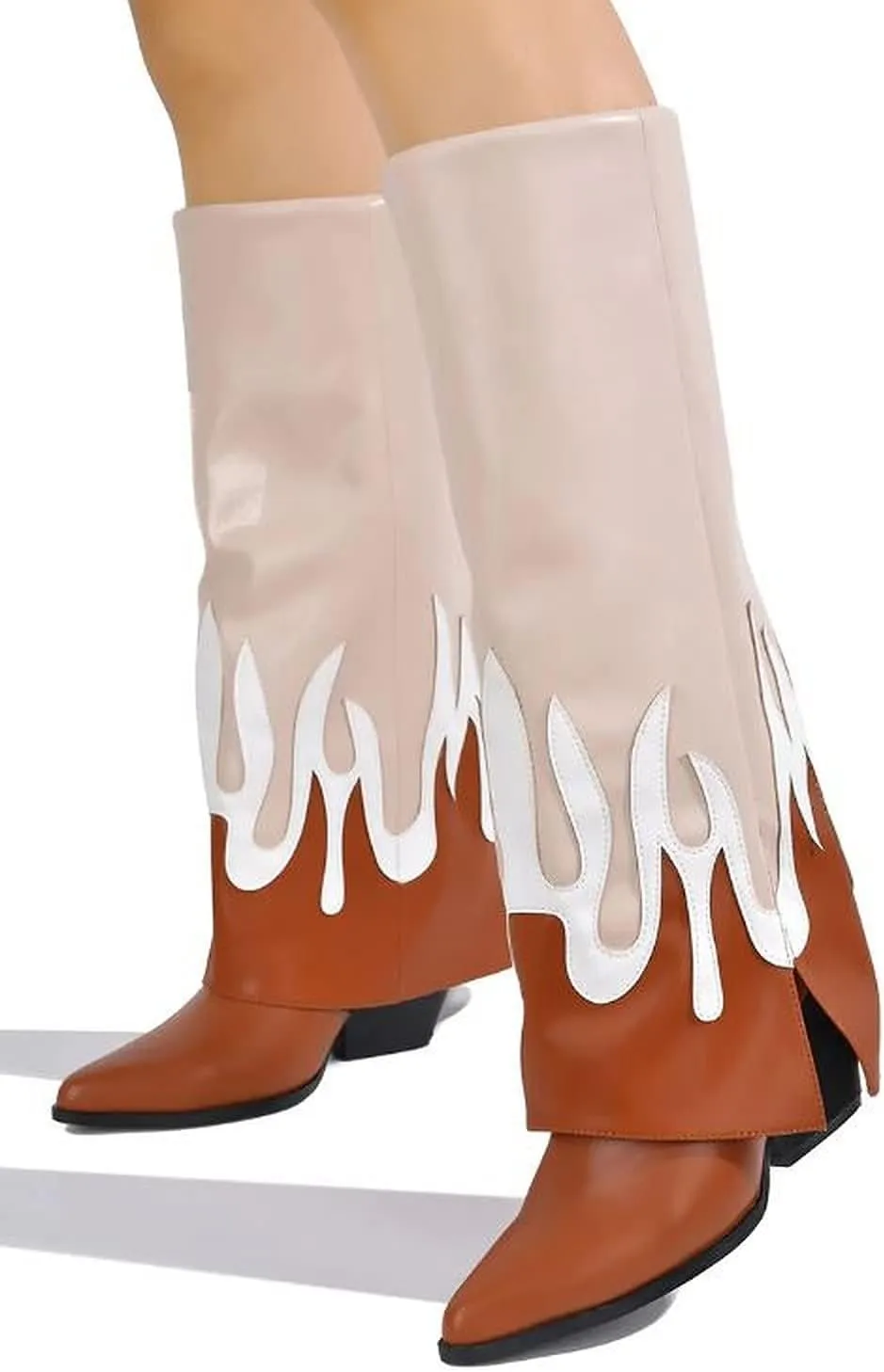 Cape Robbin Women Western Cowboy Pointy Toe Knee High Fold Over Pull On Boots