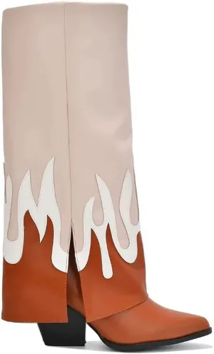 Cape Robbin Women Western Cowboy Pointy Toe Knee High Fold Over Pull On Boots