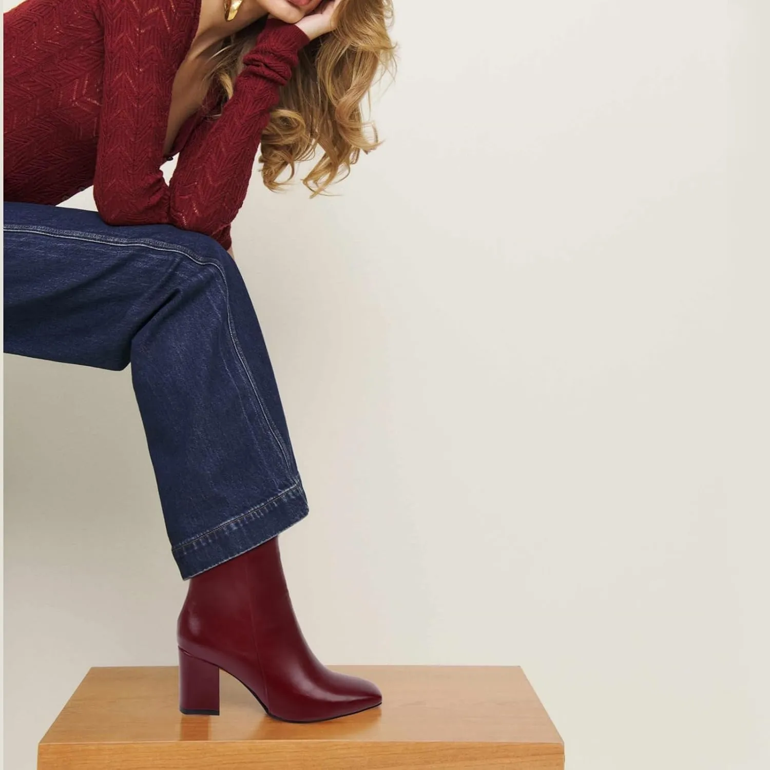 Caradise Womens High Chunky Heeled Boots Zip Up Square Toe Ankle Booties